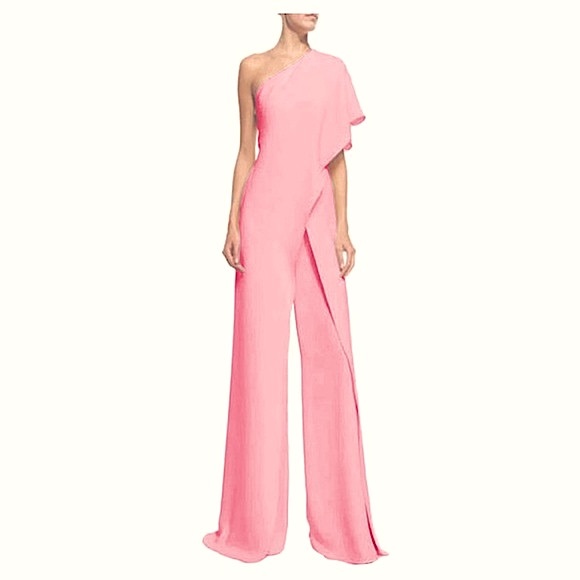 ISSUE NEW YORK One Shoulder Ruffled Jumpsuit in Blush Pink Sz. S